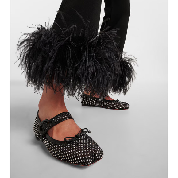 Christian Louboutin Mamastrapitina Flat Black Crystal Mesh Ballet Ballerina 38.5 - Picture 4 of 16